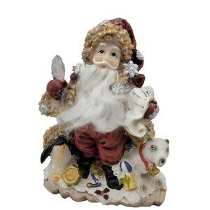 Santa and Polar Bear Penguin Christmas Figurine 5" Chistmas Villag Holiday Decor